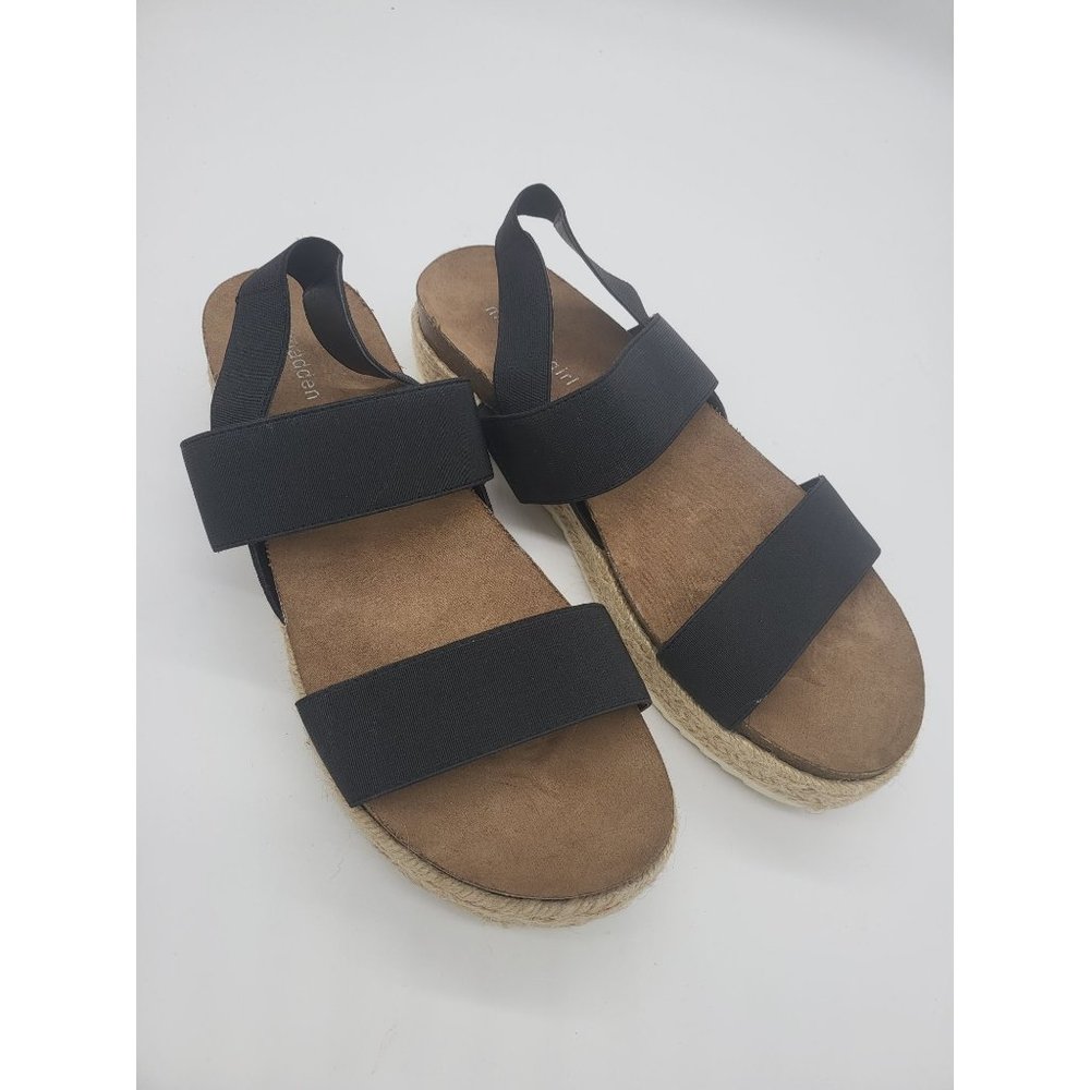 Madden Girl Sandals 10M Womens Cybell CYBE01J1 Black Elastic Espadrille Shoes